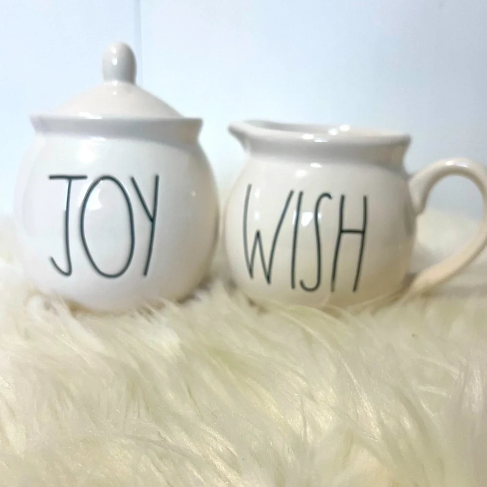 Rae Dunn Joy Wish Cream and Sugar Set New House Decor Kitchen Coffee
